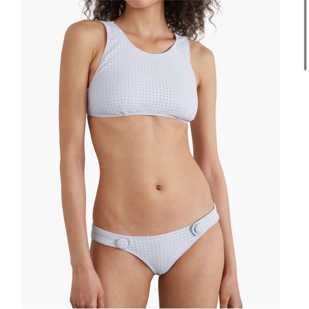 LISA MARIE FERNANDEZ Button-
embellished perforated bikini Size 3 (6-8 US)